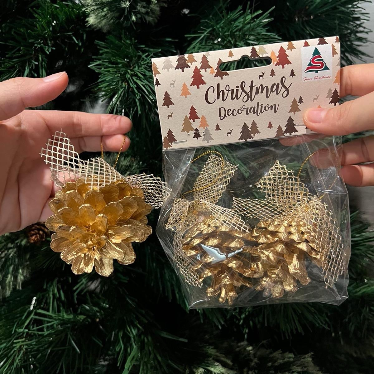 จี้ลูกสนทอง 2 ชิ้น/แพ็ค