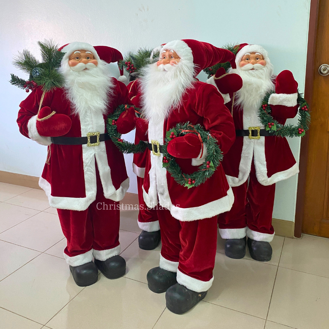 Santa Claus 120cm ชุดสูทซานต้าและถุงมือสีแดง