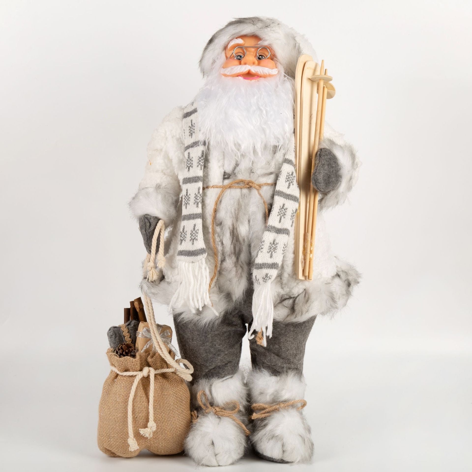 ตุ๊กตา White Santa Claus Skiing 60cm.