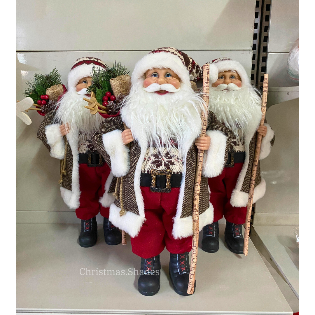 Santa Claus 45cm  ถือไม้เท้า กางเกงสีแดง