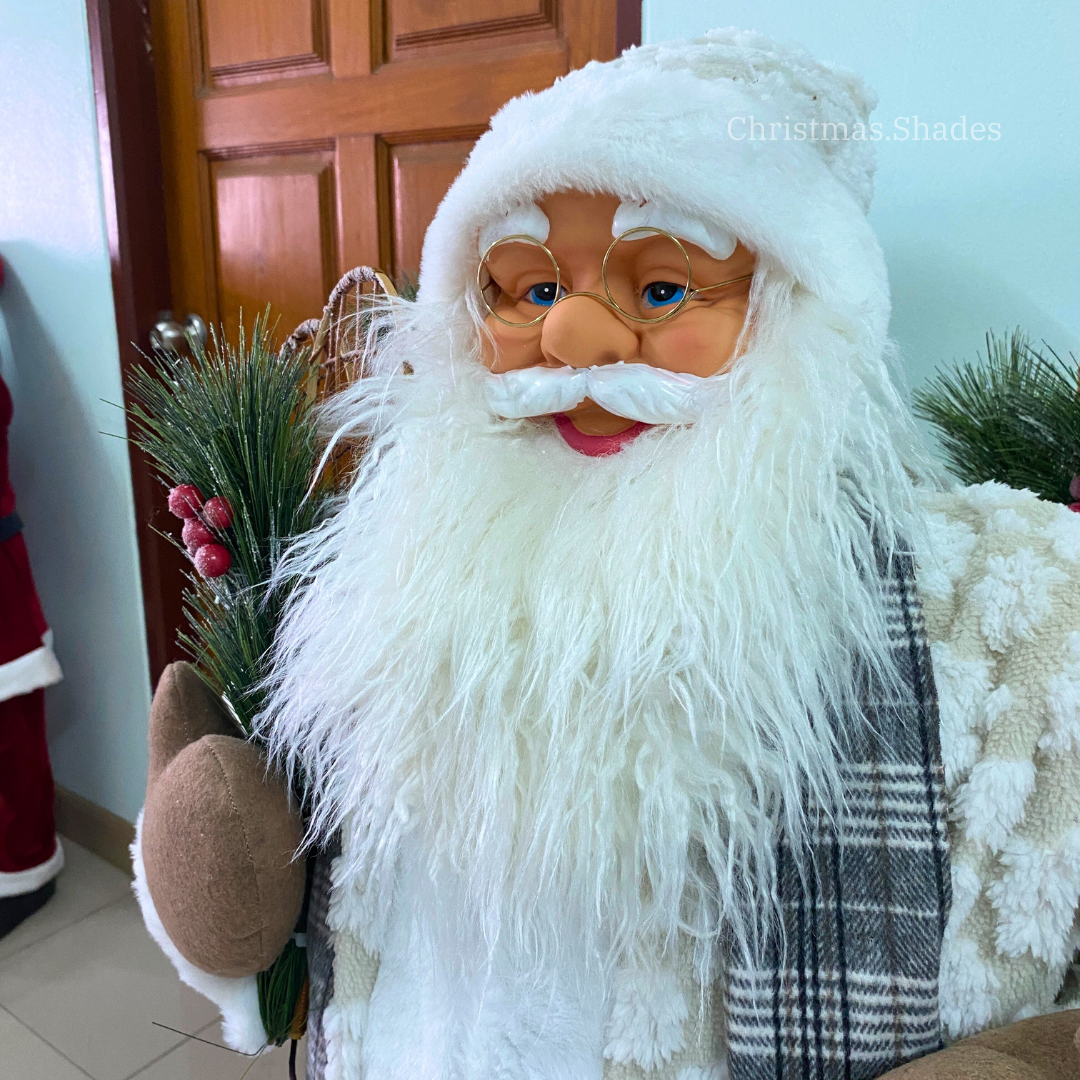 Santa Claus 120cm ชุดสีขาวนวลใส่ถุงมือหนังสีน้ำตาล