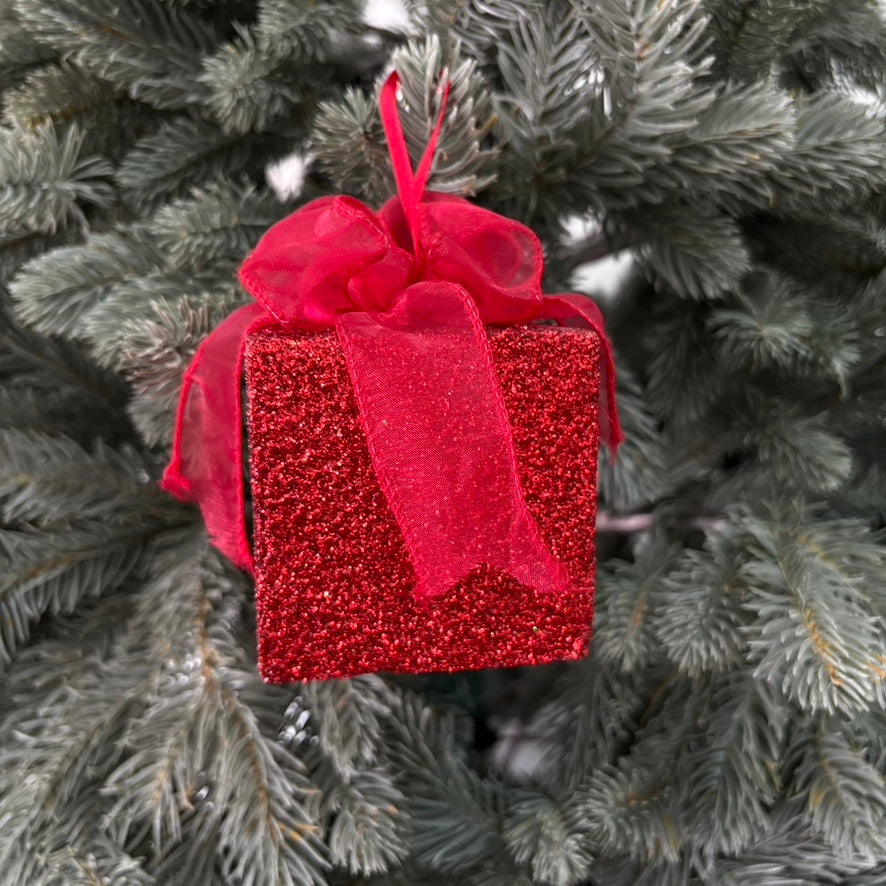 จี้กล่องของขวัญกลิตเตอร์ 2 ชิ้น/แพ็ค