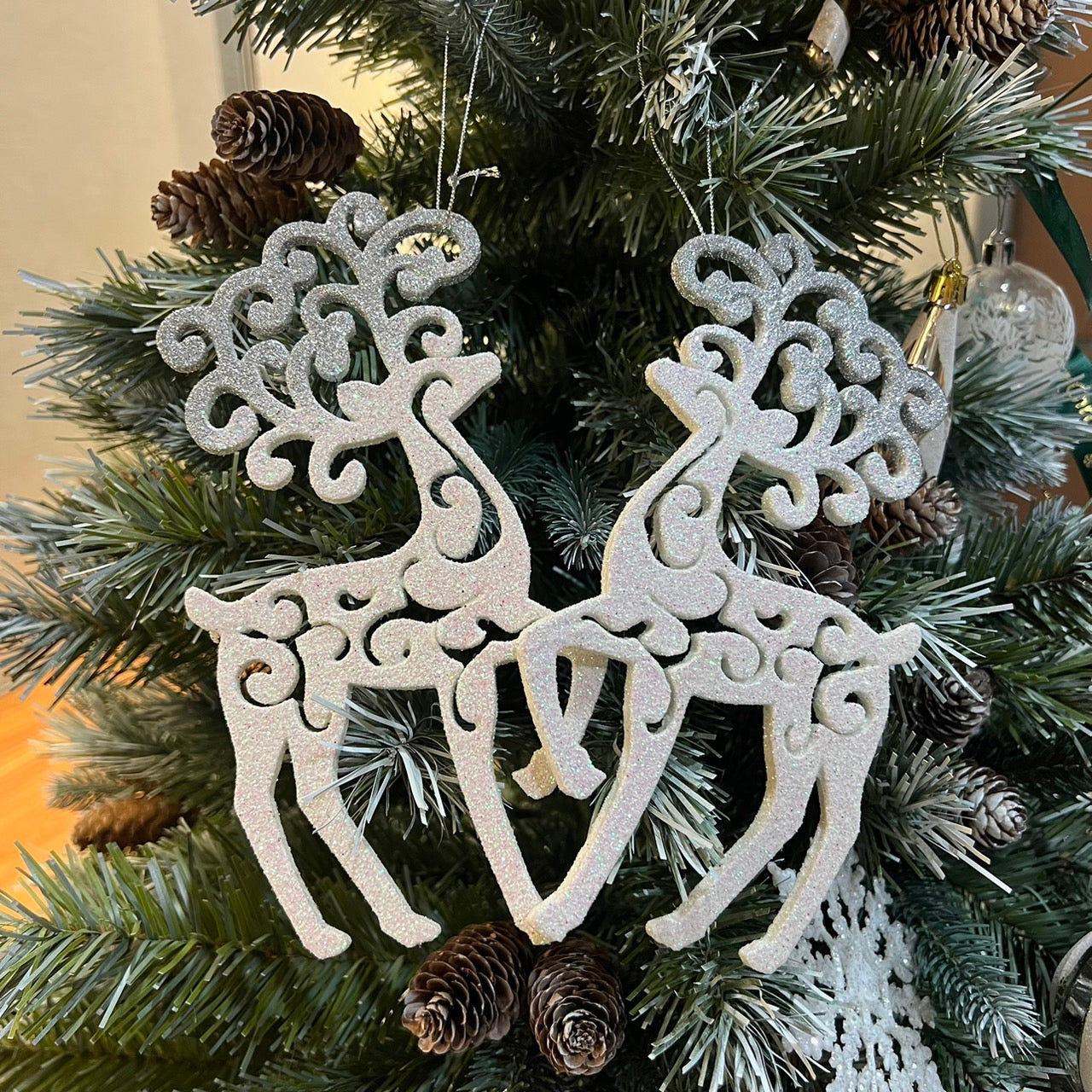 จี้กวางกลิตเตอร์ 20cm 2ชิ้น/แพ็ค