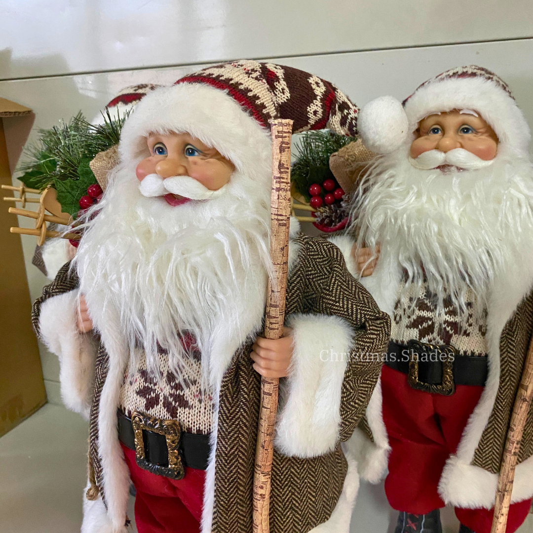 Santa Claus 45cm  ถือไม้เท้า กางเกงสีแดง