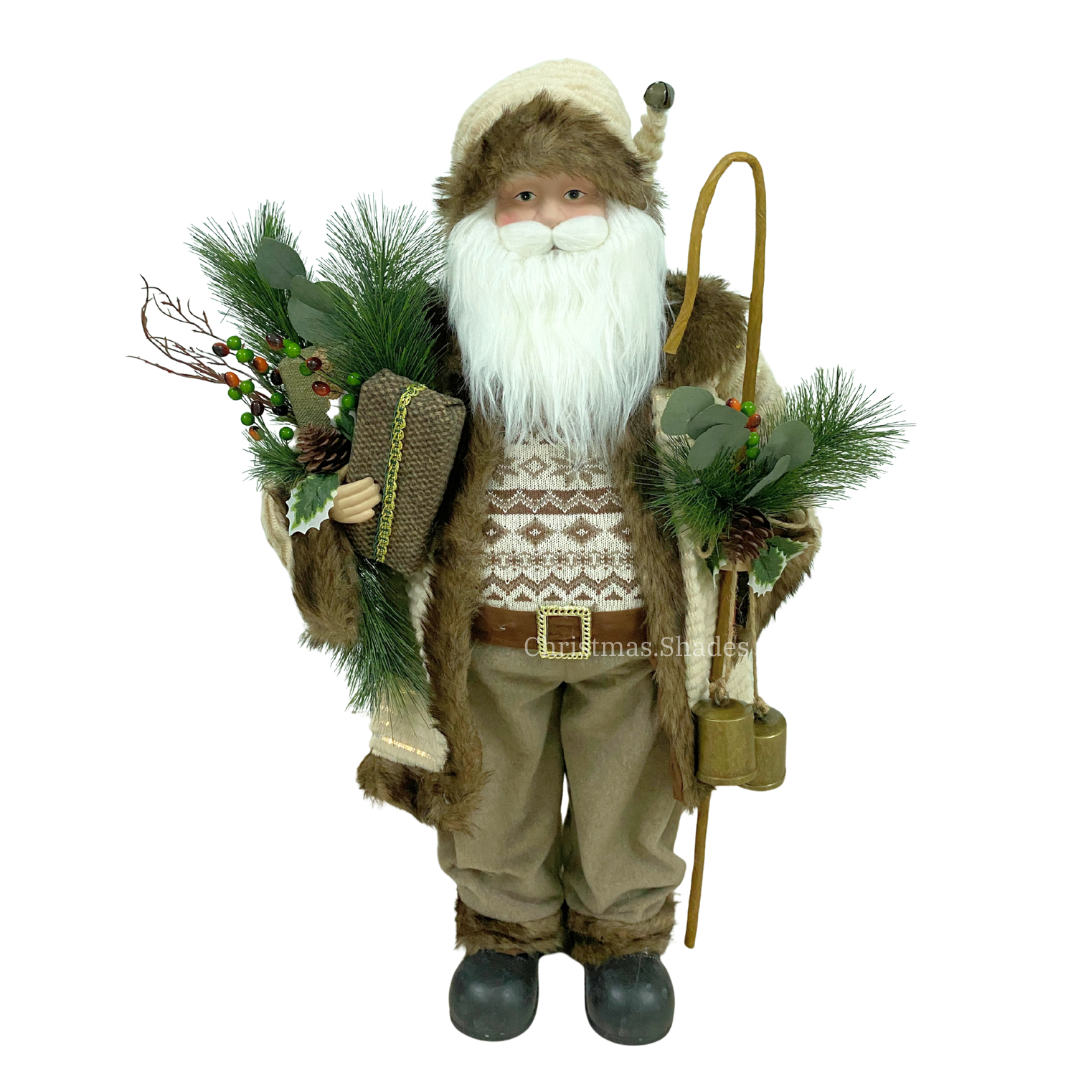 Santa Claus 90cm ชุดสีน้ำตาลถือไม้เท้า