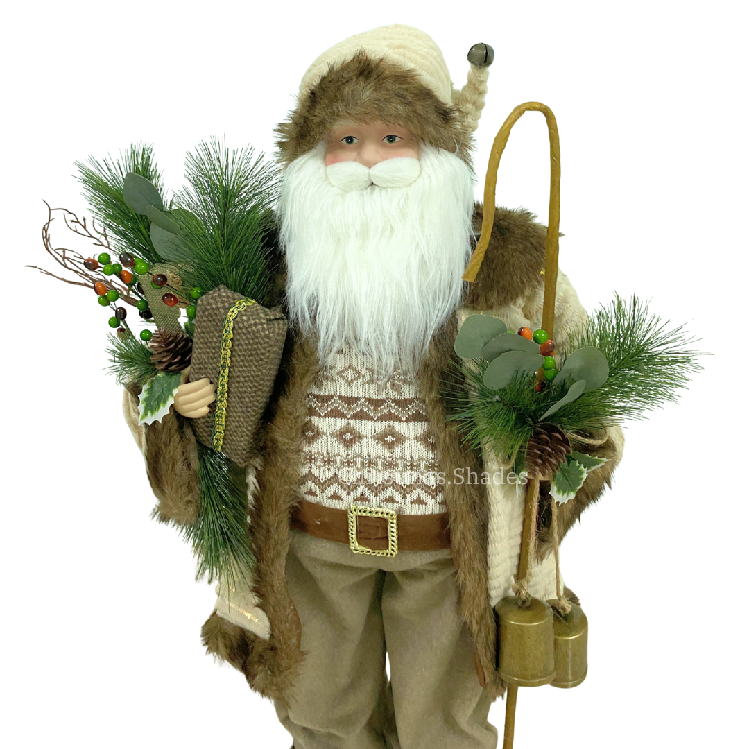 Santa Claus 90cm ชุดสีน้ำตาลถือไม้เท้า