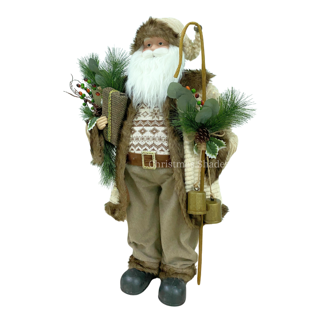 Santa Claus 90cm ชุดสีน้ำตาลถือไม้เท้า