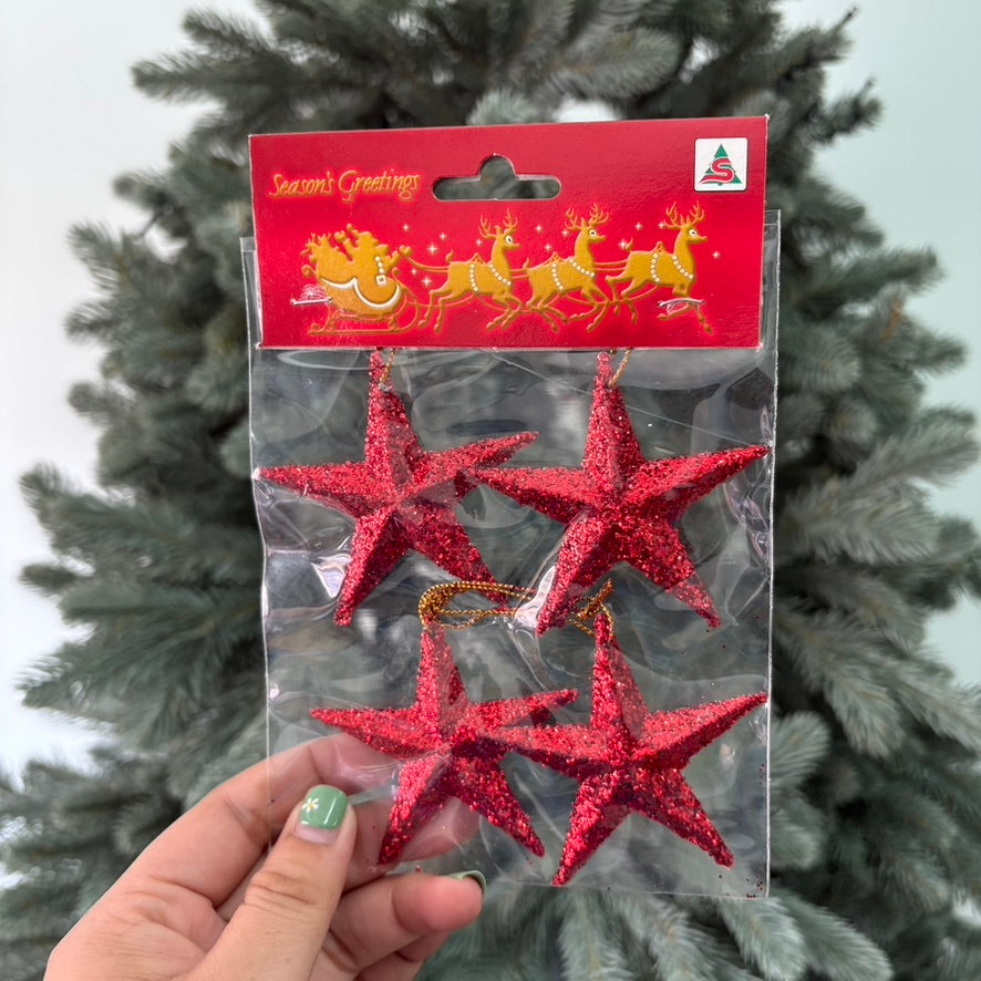 จี้ดาวกลิตเตอร์ 6 cm 4ชิ้น/แพ็ค