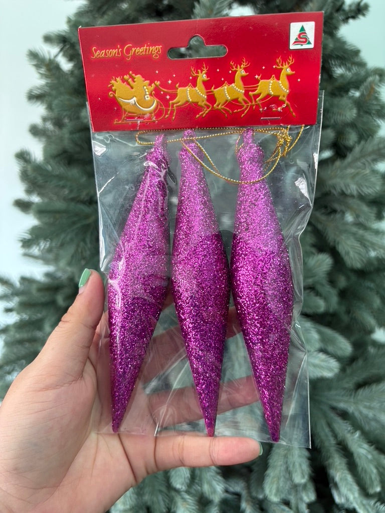 จี้หยดน้ำรียาวกลิตเตอร์ 15cm 3 ชิ้น/แพ็ค