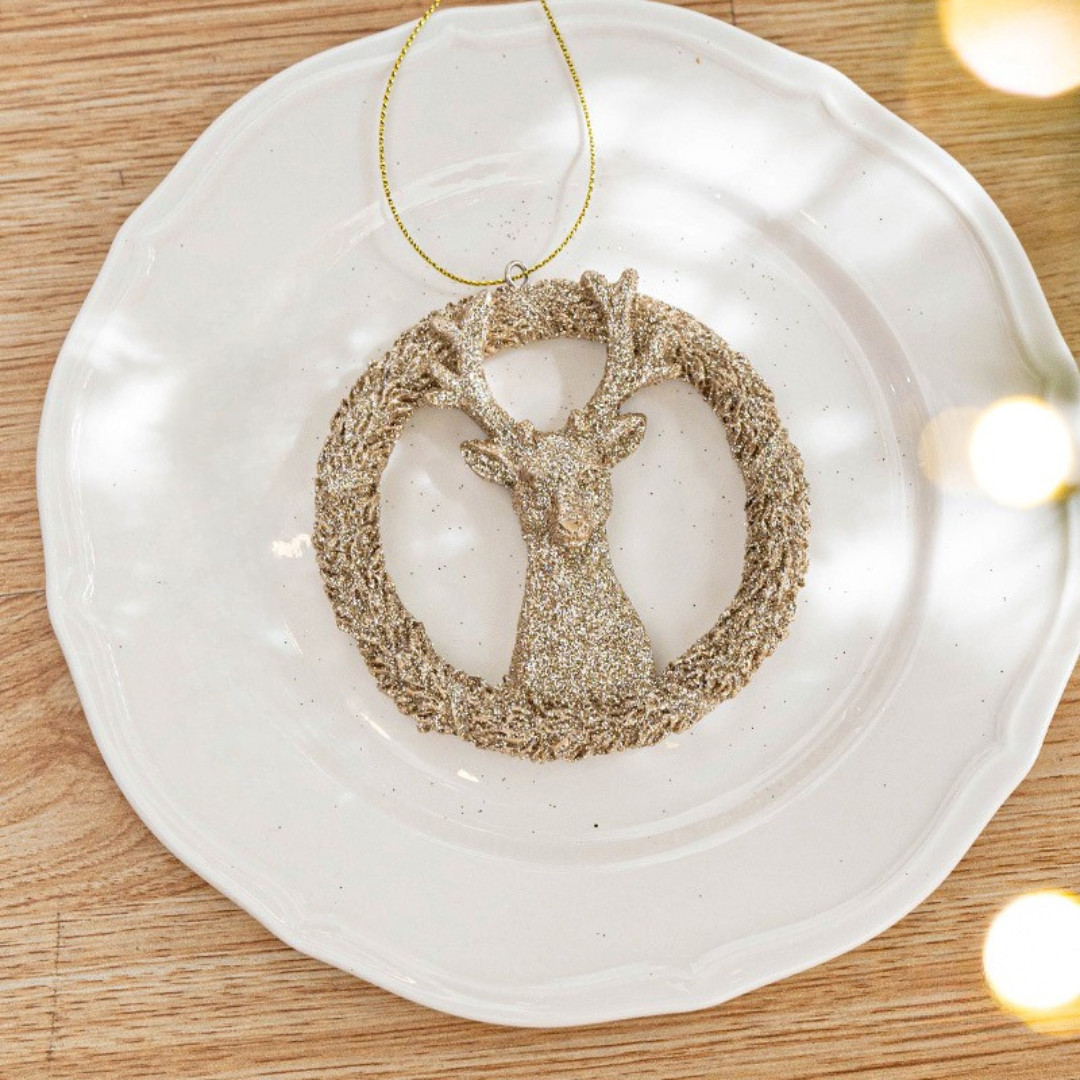 จี้หัวกวาง สไตล์นอร์ดิก 9 cm สีแชมเปญ