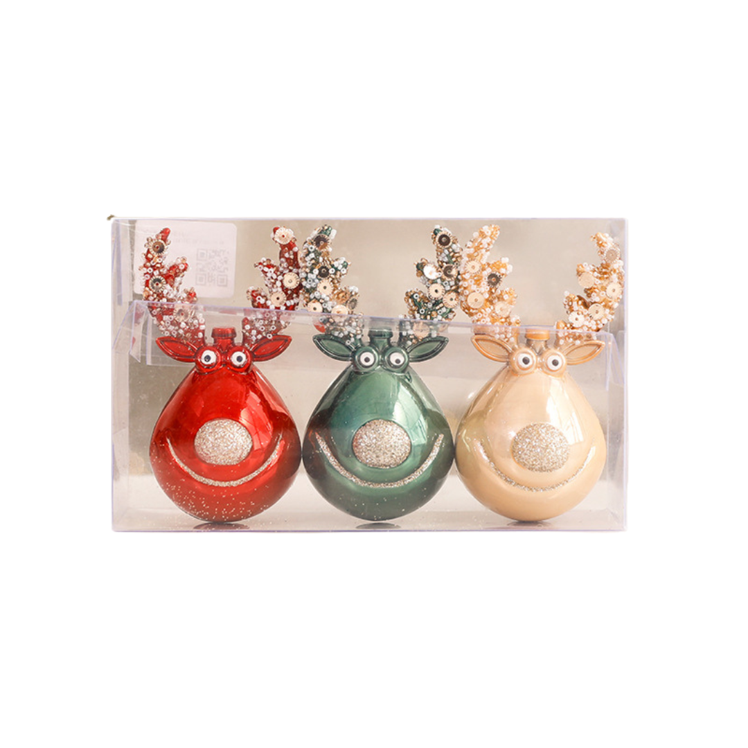 เซตลูกบอลกวางเรนเดียร์ 3 สี 11.5 cm