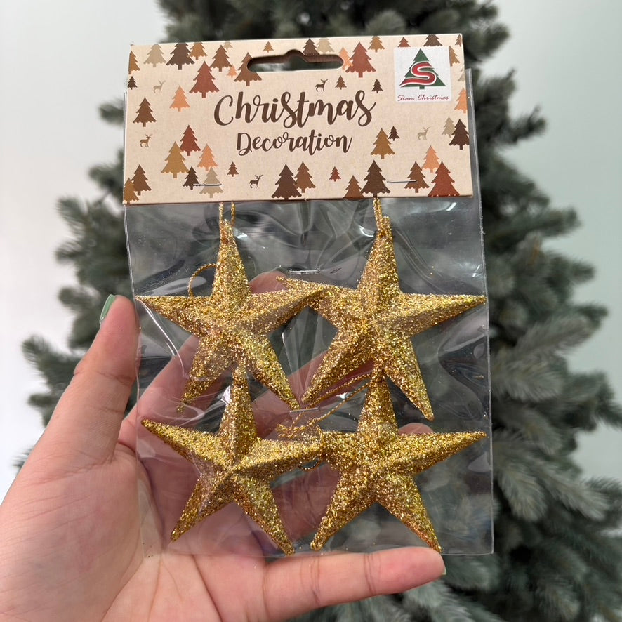 จี้ดาวกลิตเตอร์ 6 cm 4ชิ้น/แพ็ค