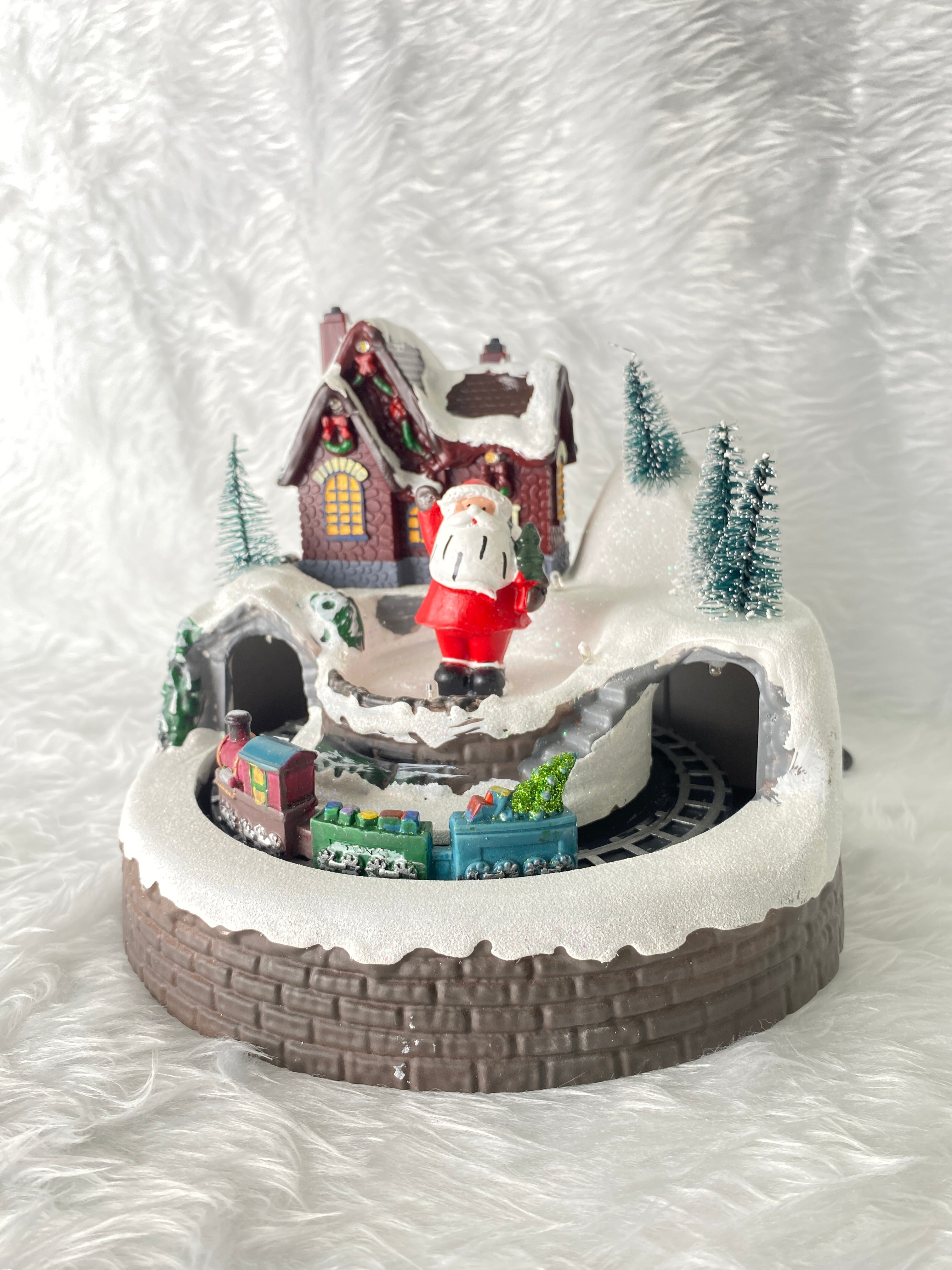 Music Box ซานต้าส่งของขวัญบ้านหิมะ มีไฟ - เพลง