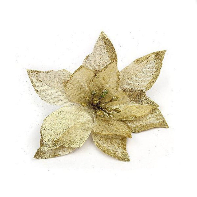 ดอกไม้ผ้ากลิตเตอร์ สีทอง/เงิน