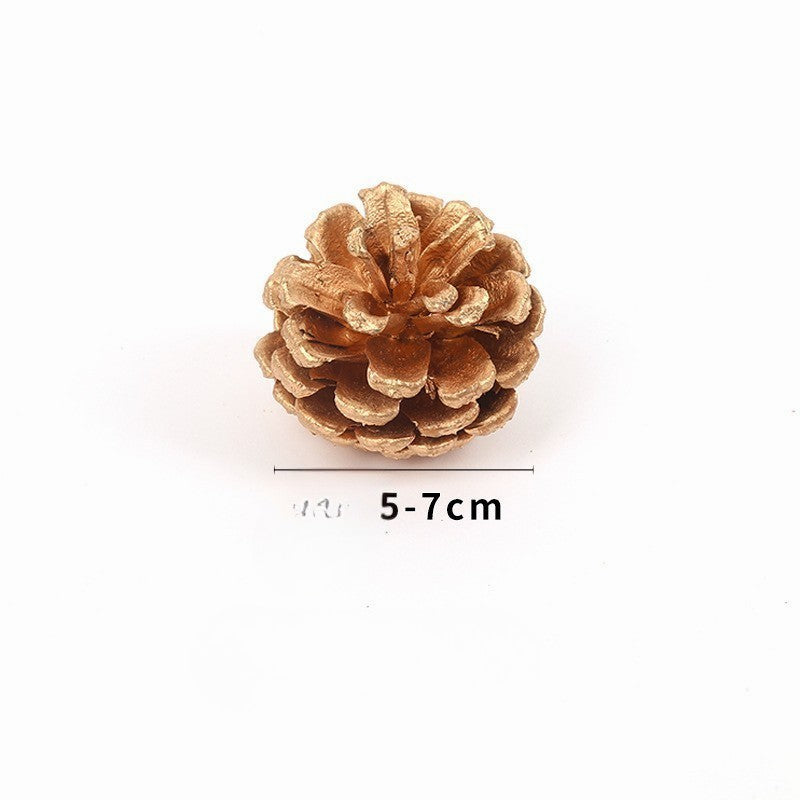 ลูกสนธรรมชาติชุบสีทอง 5 ลูก