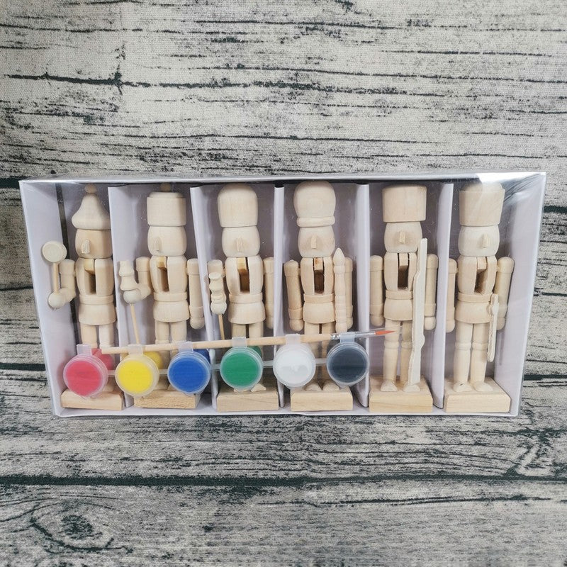 จี้ห้อย Nutcracker ระบายสีDIY 12 cm 6 ชิ้นคละแบบ