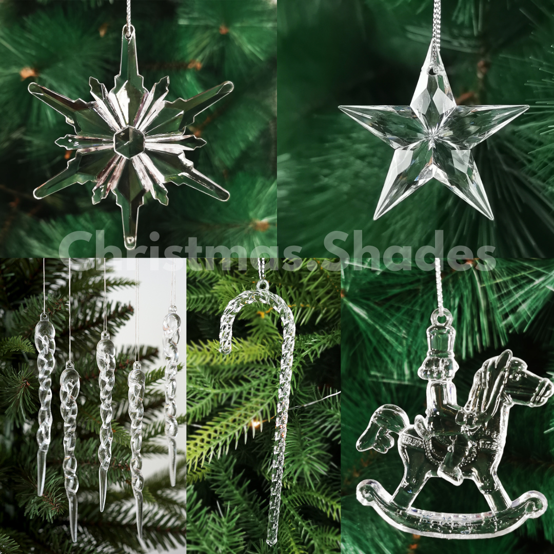 จี้คริสตัลใสห้อยต้นคริสต์มาส (ขนาดและจำนวนแตกต่างกัน)