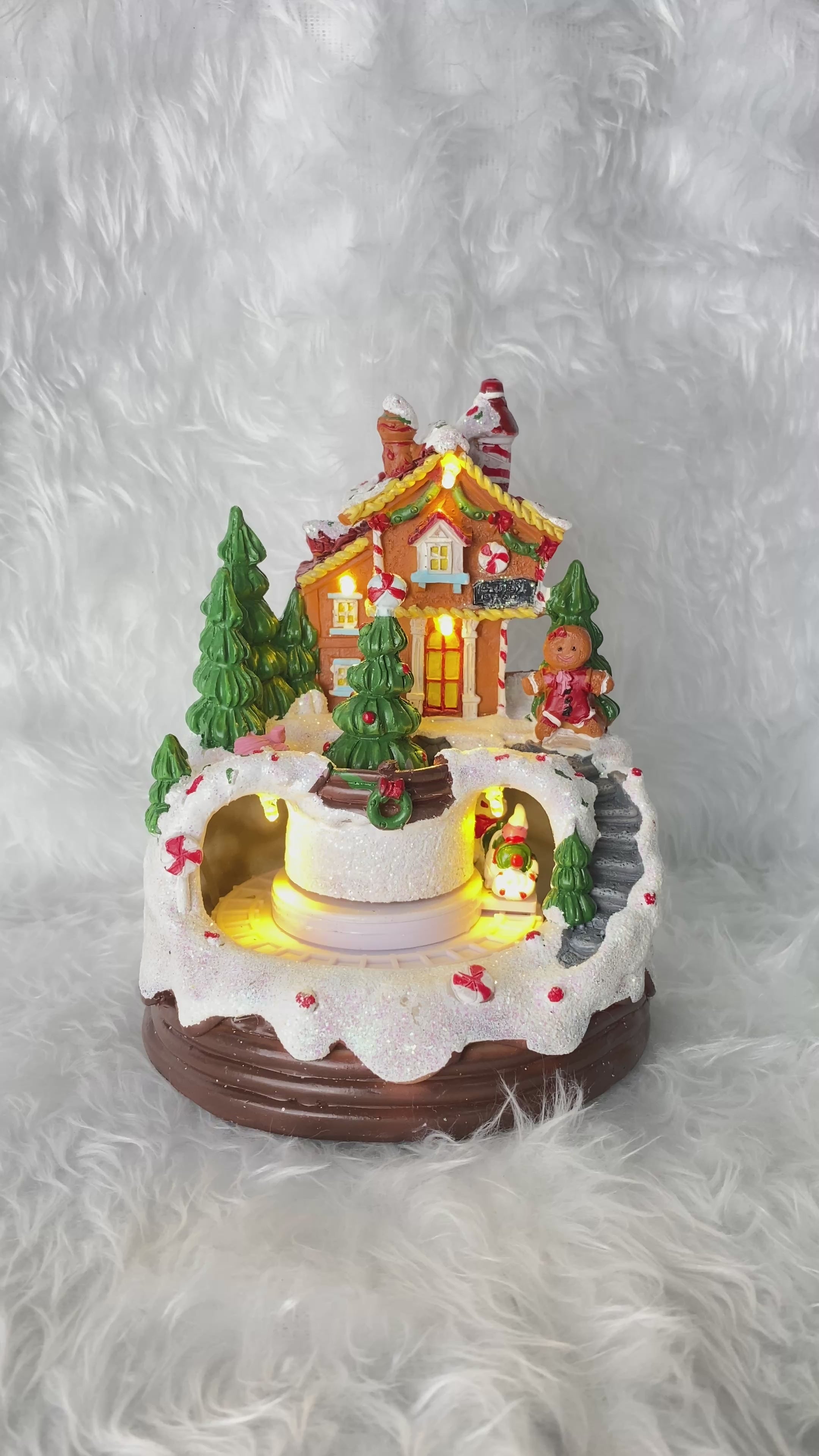 Music Box คริสต์มาส คุ้กกี้หน้าบ้านขนม มีไฟ - เพลง